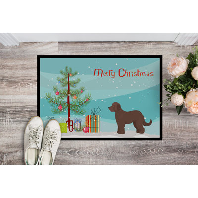 Morkie #3 arbre de noël 27 po x 18 po tapis de porte extérieur antidérapant Wigmore