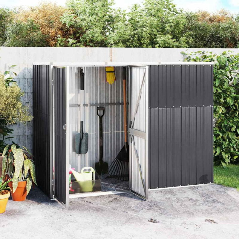 7.38 ft W x 2.91 ft D Galvanized Steel Lean-To Tool Shed, Anthracite