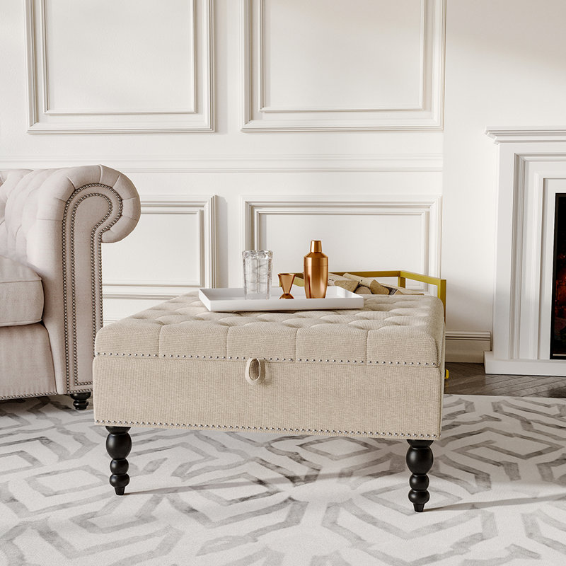 Strohl 85cm Wide Ottoman with Storage, Beige
