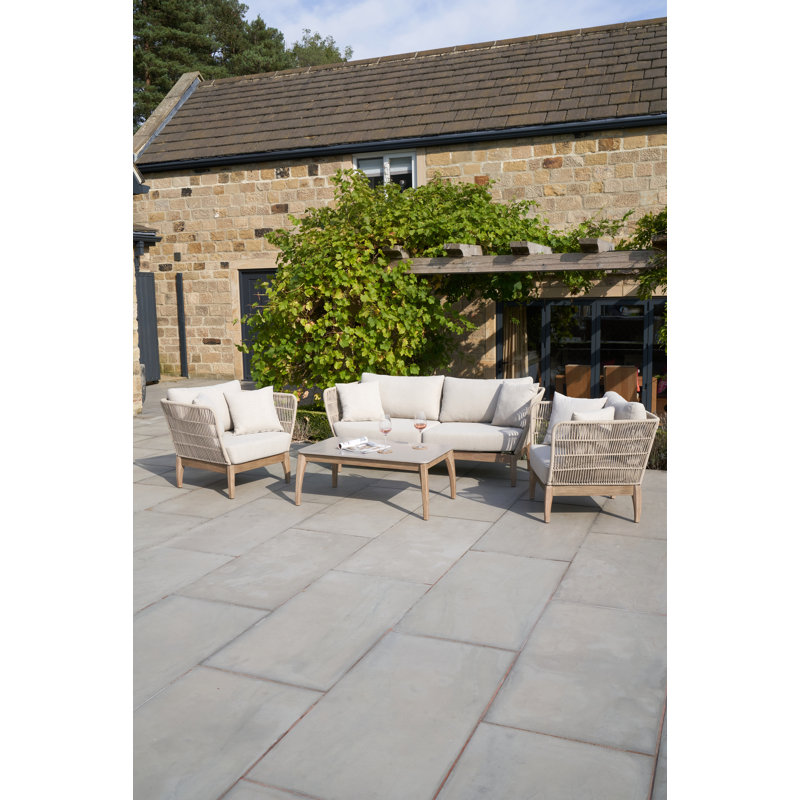 Geraldo Wicker 4 - Person Garden Lounge Set with Cushions
