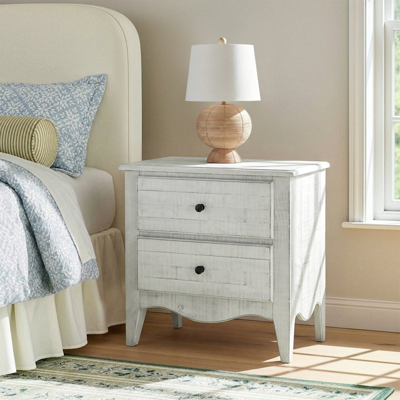 Britta 30'' W Solid Wood Nightstand, White Wash