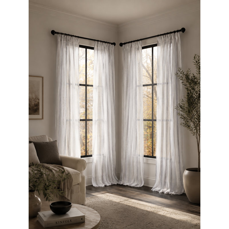 Belandina Semi Sheer Curtain Single Panel, Gray, 54" x 96"
