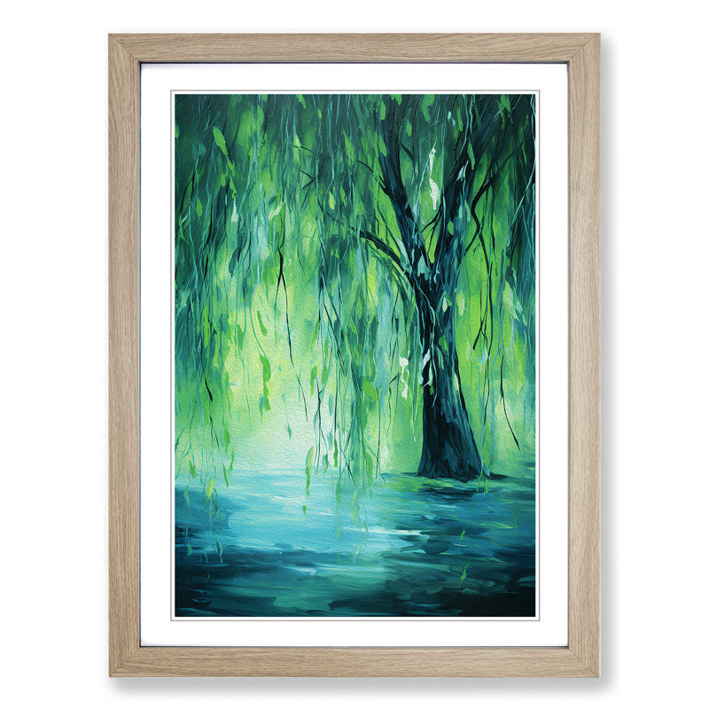 Weeping Willow Abstract Art - Framed Print, 64cm H x 46cm W, Oak Framed