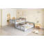 Lit superposé simple au-dessus d'un lit simple avec glissière et échelle, gris