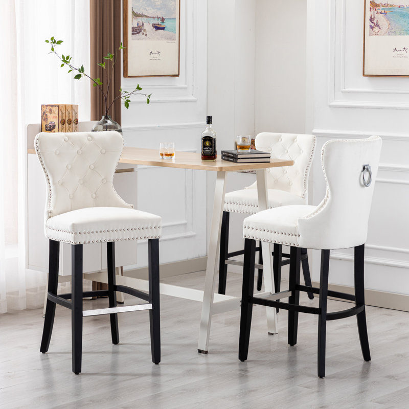 Tabouret de bar et de comptoir Kirsten, Blanc, Tabouret de bar (siège d'une hauteur de 29 po), Noir
