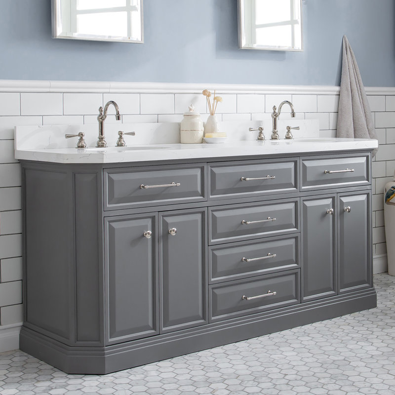 Palace 72'' W Double Vanity, Cashmere Gray, Polished Nickel