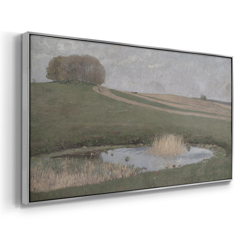 Série paysage - DCLxxxi - Toile tendue avec châssis encadré - Prêt à être accroché, H 25 po x l 49 po, Argent argent