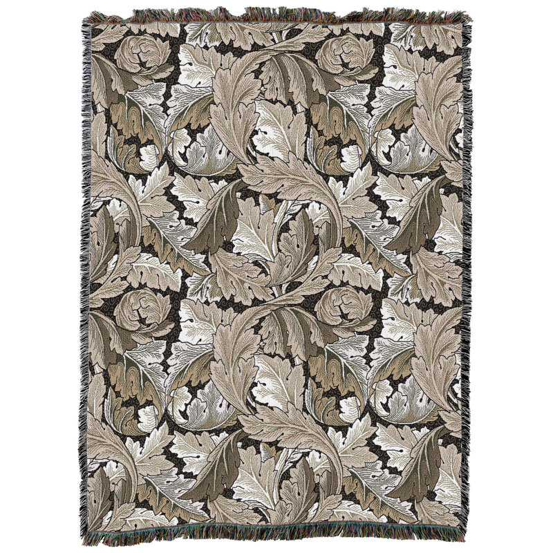 Couverture neutre en feuilles Pure Country Weavers William Morris Acanthus, L 54 po x L 72 po, Neutre
