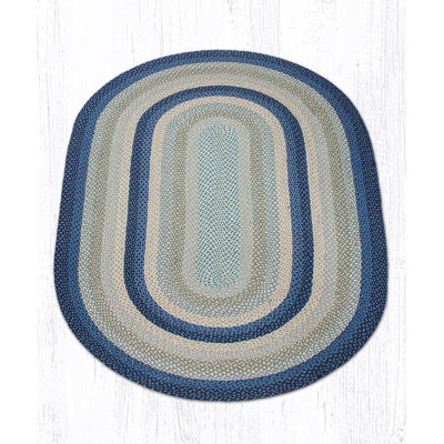 Earth Rug Breezy Blue/Taupe/Ivory Oval Braided Rug