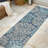 Hagy Modern Floral Textured Weave Navy/Aqua Indoor/Outdoor Rug-1978339010