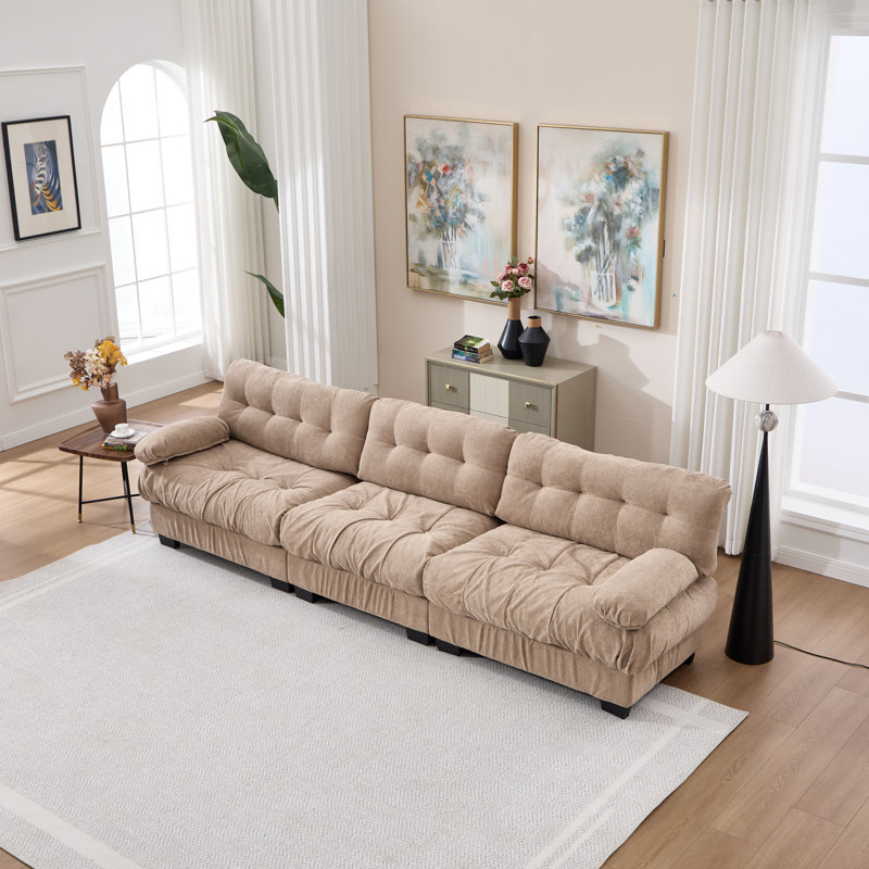 Deep Seat Sectionals, Wood 123 Inch Modern 3 Seater For Home