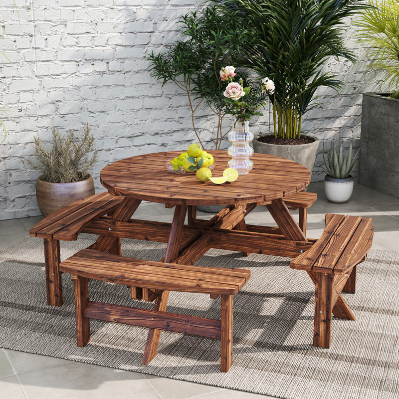 Solid Wood Patio Dining Set Table,