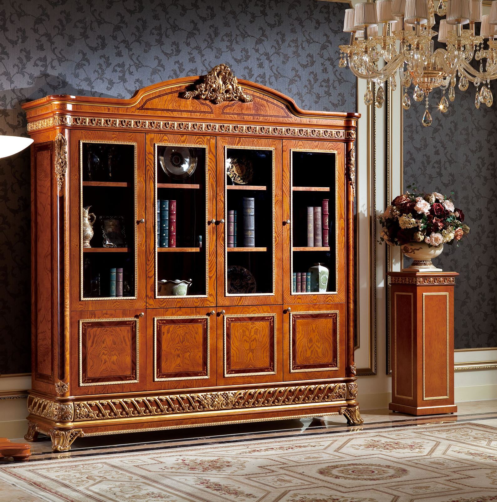 Infinity Luxury and Elegant Vertical Bookcase in Wood and Glass