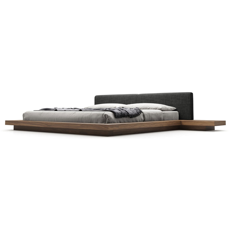 Upholstered Bed, Wenge/White Leather, King