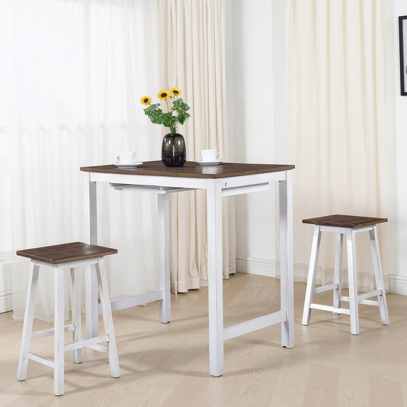 Tabouret suspendu 3 pièces facile à nettoyer pour les petits espaces, Antique Dark Oak