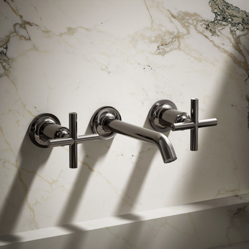 Purist® Wall-Mounted Bathroom Faucet, Vibrant Titanium, Cross Handle