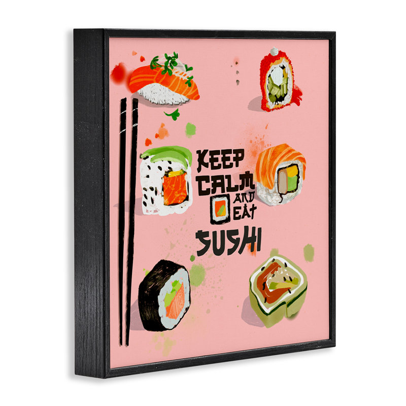 «Keep Calm & Eat sushi», estampe numérique, conception de Juliet Rose Philips, Giclée encadrée noir minuit, H 12 po x l 12 po