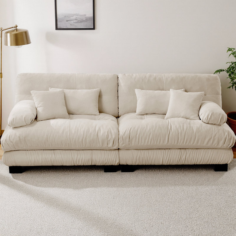 Causeuse rembourrée en chenille avec accoudoirs arrondis Nimbus Cloud Couch, H 35,4 po x l 94,4 po x P 36 po, 2, Café clair