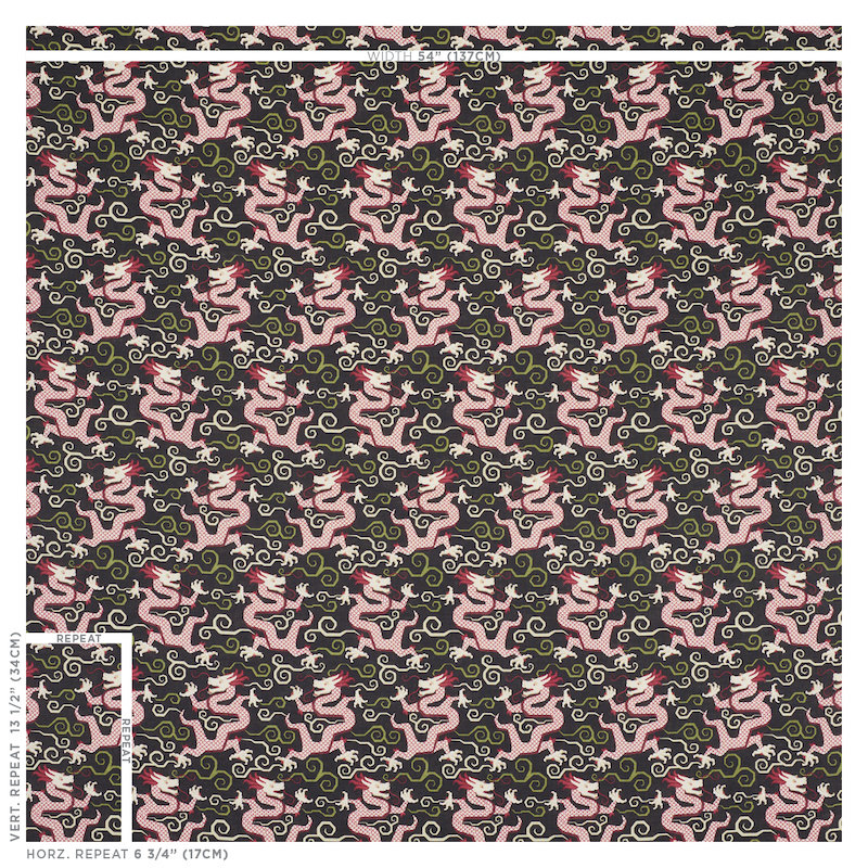 Bixi Dragon Fabric, Black