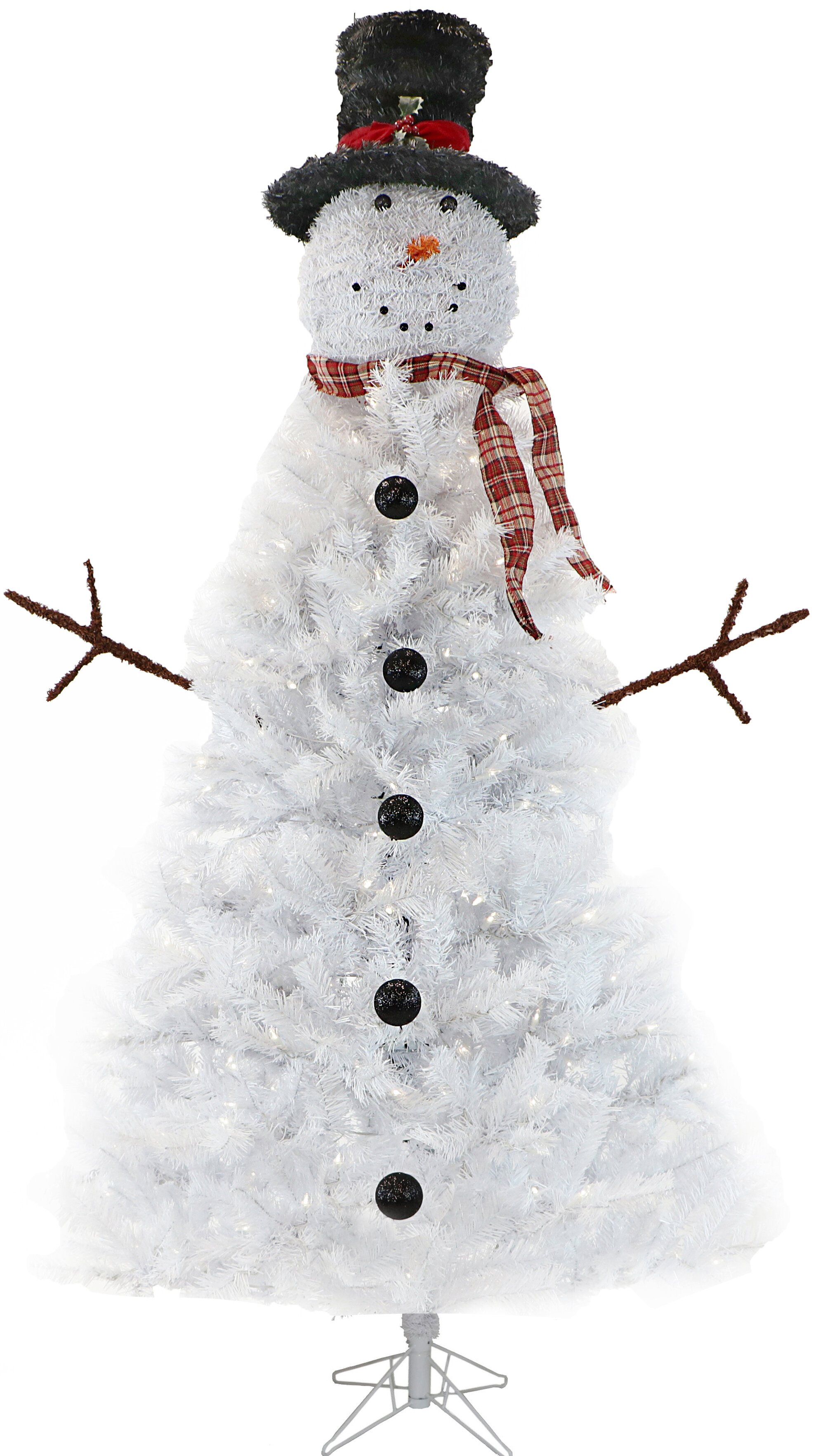  Vintage White Snowman With Trees and Gift Packages In
