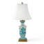 Turquoise Willow Hand Painted Porcelain Table Lamp with Gold Wood Base
