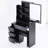 Compact Area Dressing Table With Cushioned Stool, Massive Sliding Mirror, Multi-layer Storage, Black Cabinet For Small Bedroom Spaces Vanity Chair & Extra Large Storage Areas, American Design, , , Ul