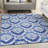 6 X 9 Blue And Ivory Damask Area Rug-1542014859