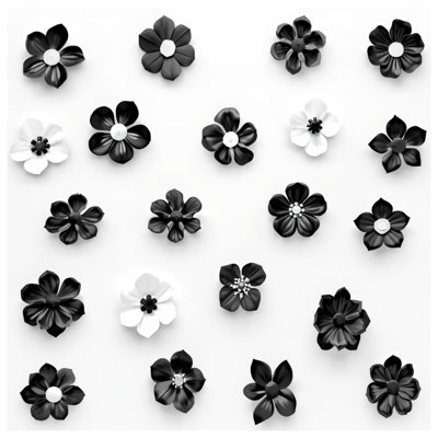 Tapis de bain noir et blanc à motif floral