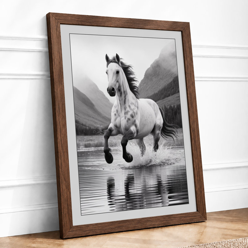 Horse In Mist Coastal - Print, A4 - 29.7 x 21.0 cm, Walnut