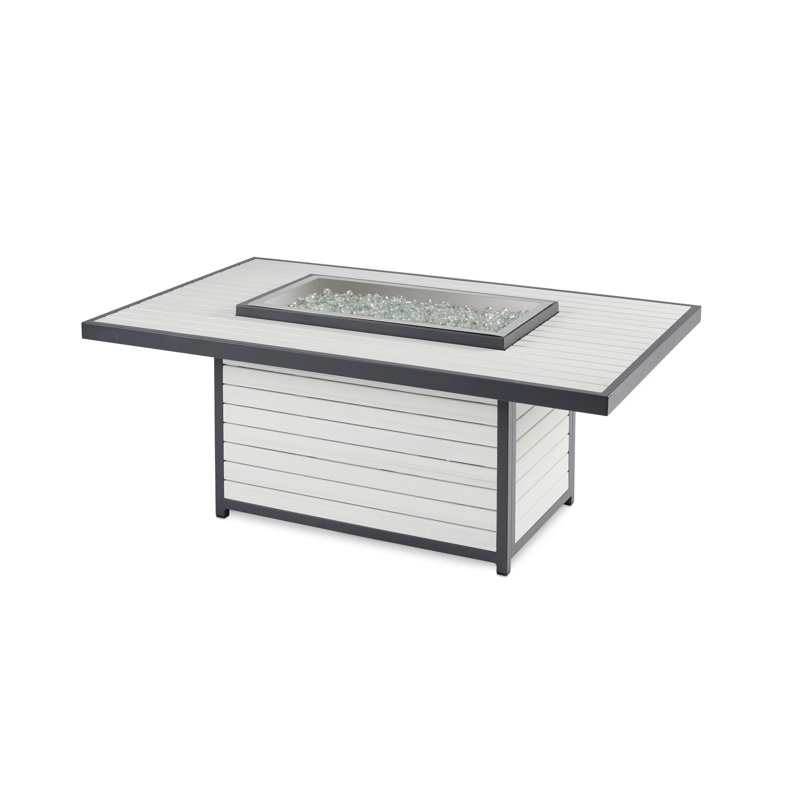 Rectangle Polyresin Smokeless Fire Pit Table, White