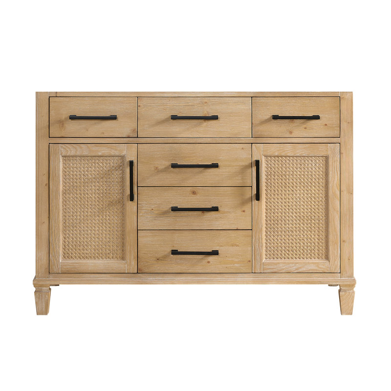 Solana 47.2" Weathered Fir Wood Vanity Base with Rattan Accents