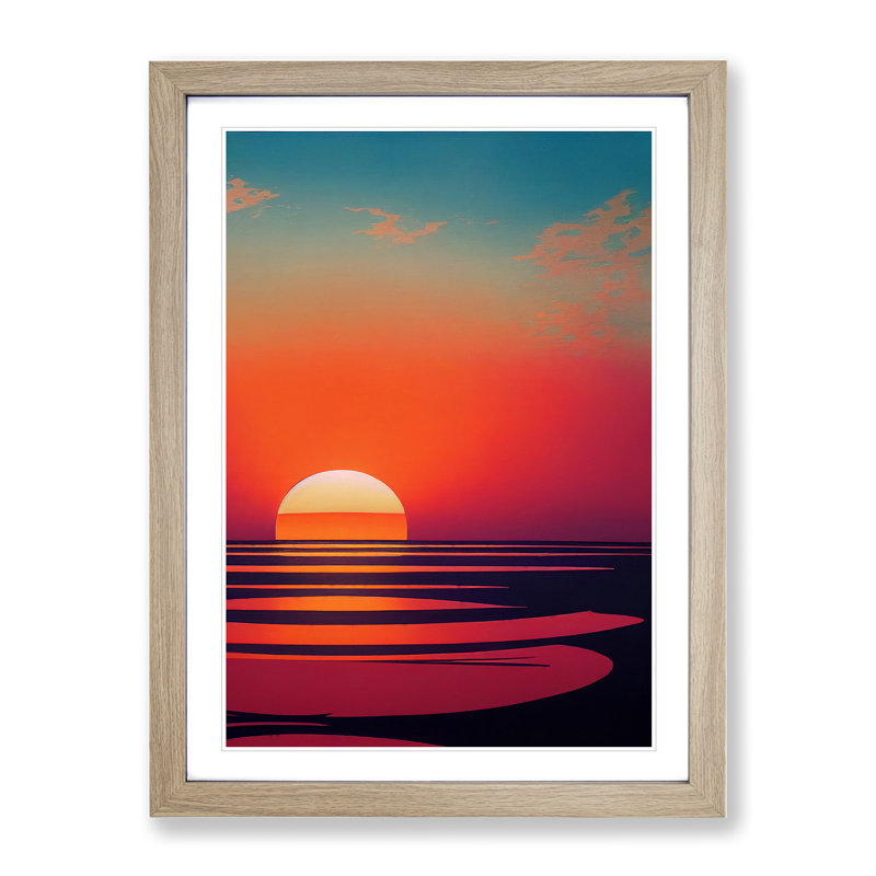Unforgettable Sunset View - Wall Art, 36cm H x 27cm W, Oak Picture Frame, White