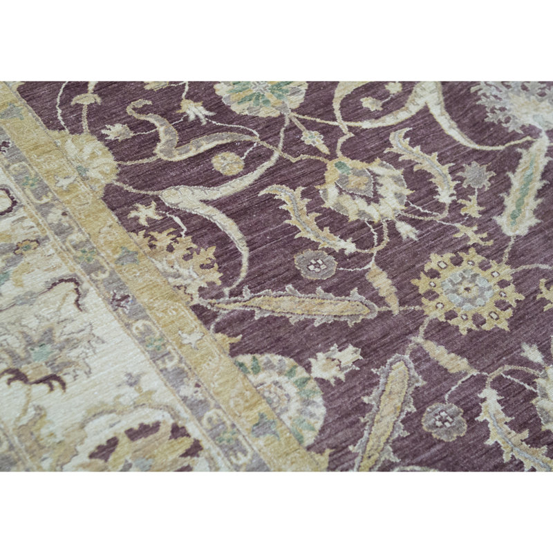 Ziegler Wool Oriental Area Rug in Plum/Light Yellow/Beige