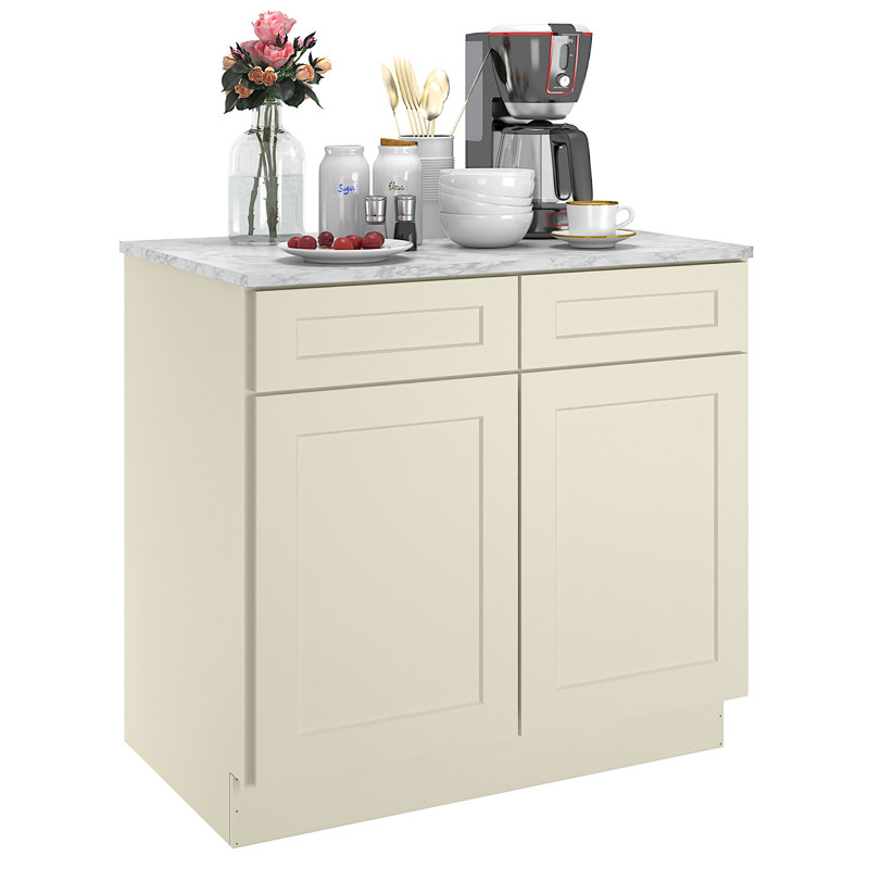 Meuble bas standard HOMEIBRO Cozy Design, 91,4 cm (L) x 61 cm (P) x 87,6 cm (H), en contreplaqué, couleur gris tourterelle.