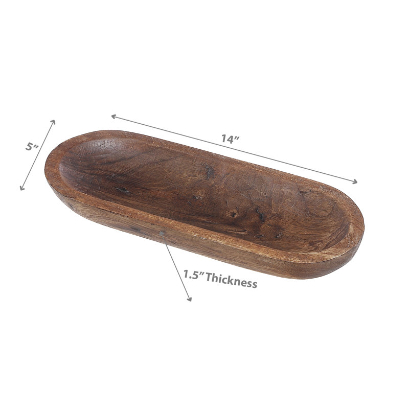 Petit plateau ovale en bois Mango, 12" H x 5" W x 1.5" D