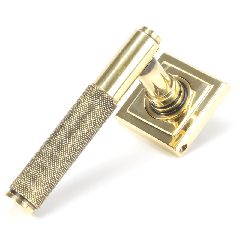 Brompton Latch Right Hand Door Handle, Aged Brass