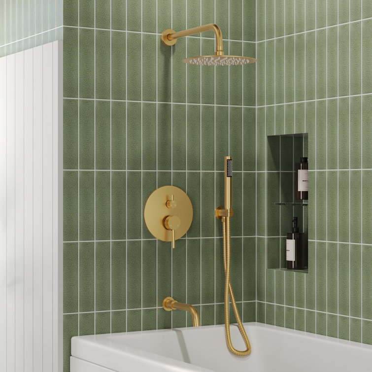 10" High-Pressure Wall Mount Rainfall Tub And Shower Faucet with Rough-in Valve
