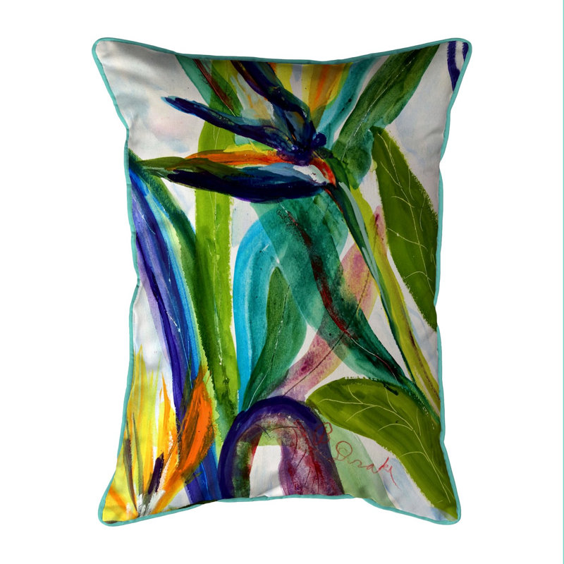  Housse et insert de coussin rectangulaire d'extérieur bleu sarcelle Paradise II, 11 po x 14 po
