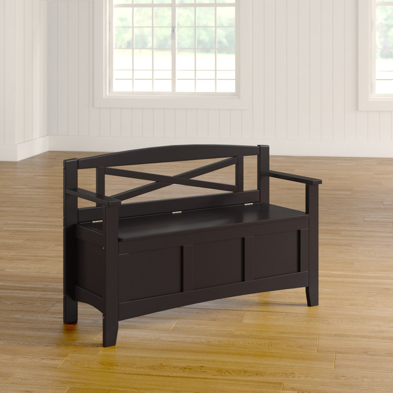Solid Wood Storage Bench, Black