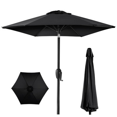 Keven 7.5ft Heavy-Duty Outdoor Market Patio Umbrella w/ Push Button Tilt, Easy Crank