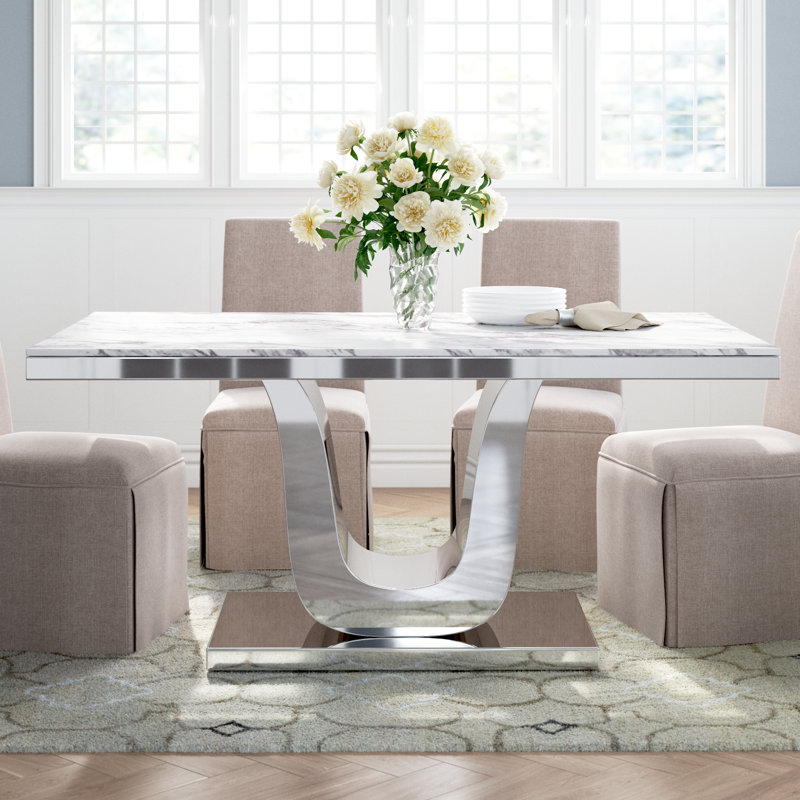 Busby Metal Base Dining Table, 64" L x 38" W