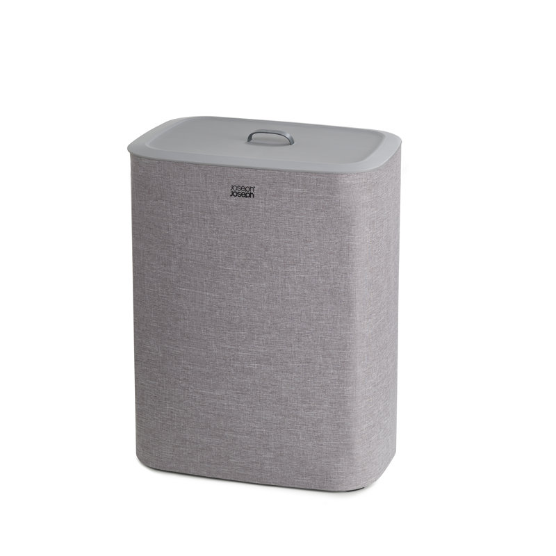 Joseph Joseph Tota Laundry Hamper Separation Basket with Lid, 90-Liter (15.75" x 22.25" x 28"), Gray