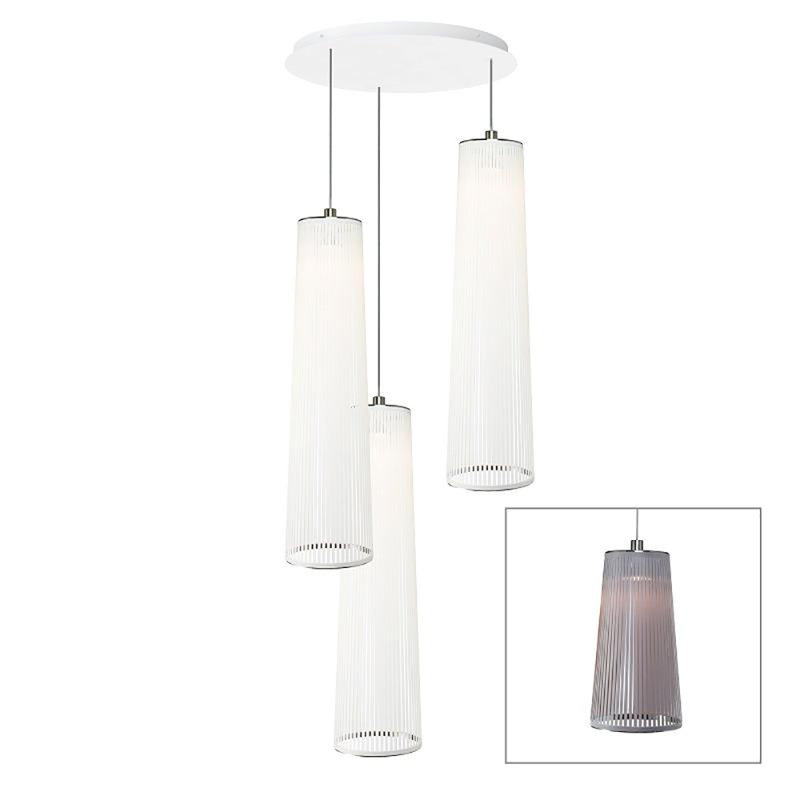 Lustre 3 lumières Solis, Argent, H 80 po x l 30 po x P 30 po