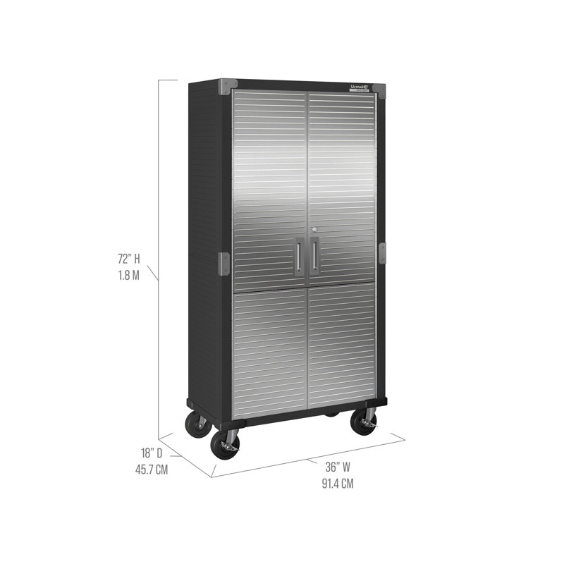 Seville Classics UltraHD Storage Cabinet, 36" W x 18" D x 72" H, Graphite