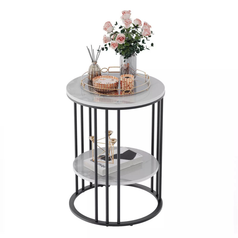 Attenborough 2 Tier Round Faux Marble Side Table