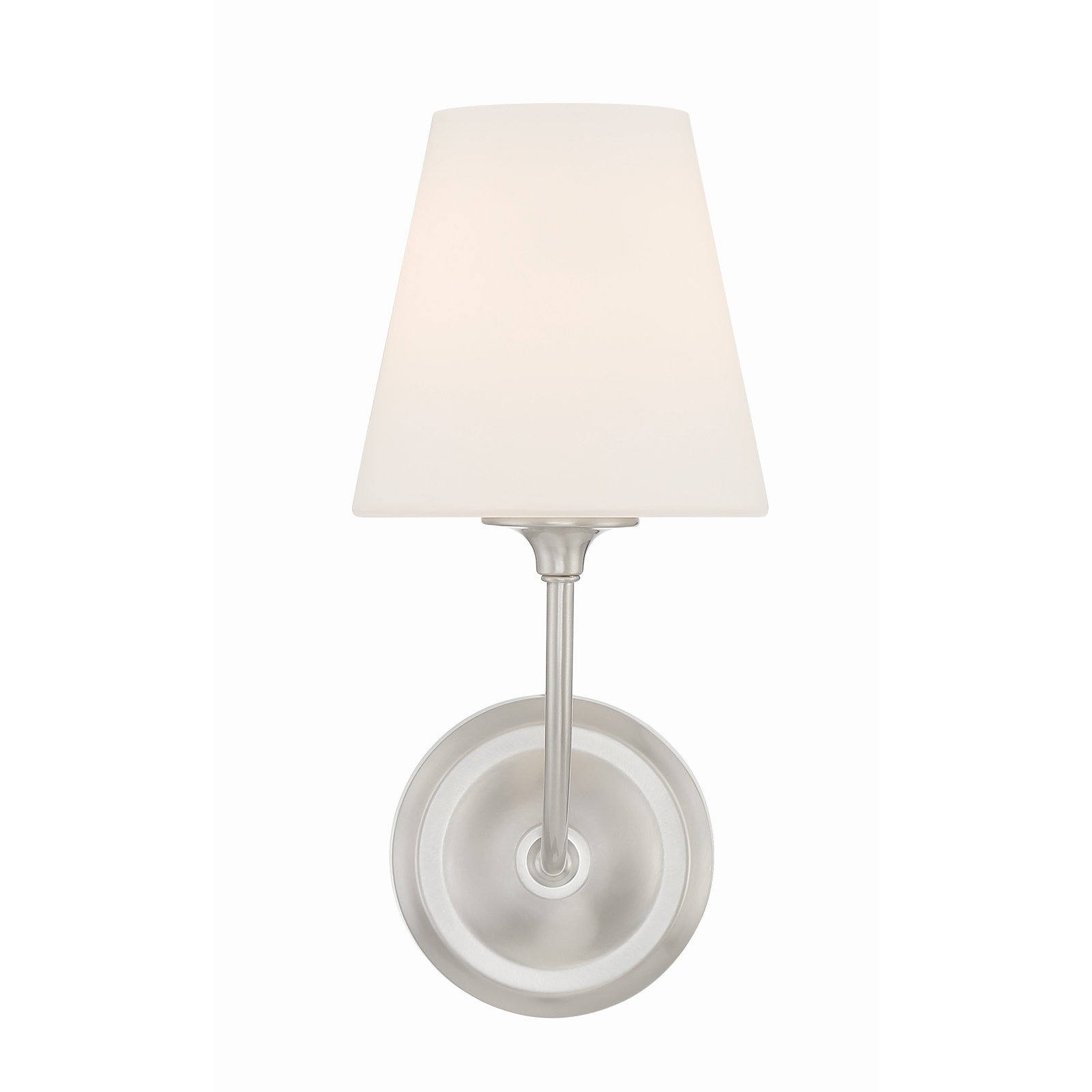 Lane Single Light Glass Dimmable Armed Sconce, Brushed Nickel