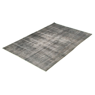 Overdyed One-of-a-Kind 5' X 8'1'' 1980s Wool Area Rug in Dark Gray
