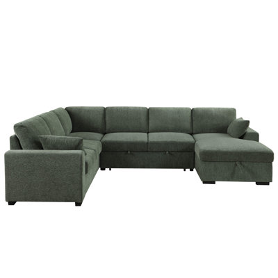 Manfried Oversized U-Shaped Sectional Sofa Bed Pull OutSleeper Couch With Storage Chaise For Living Room