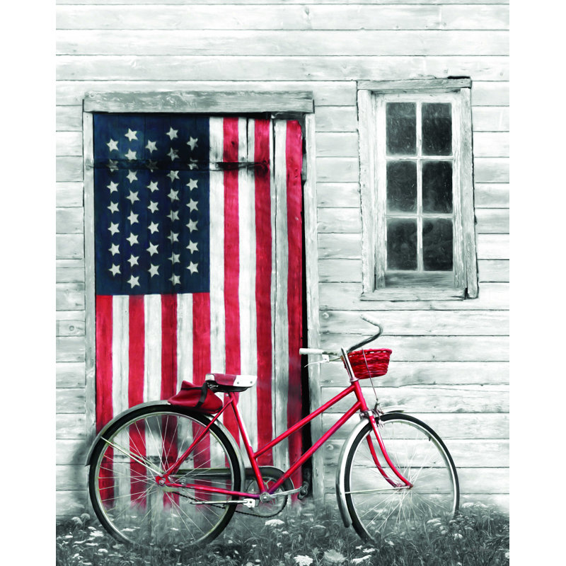 Vélo patriotique - impression sur toile tendue, H 16 po x l 12 po