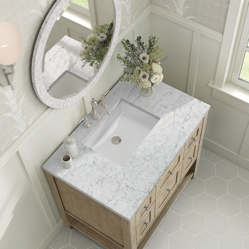 Breckenridge 36'' W Single Vanity, Eternal Jasmine Pearl, Whitewashed Oak, 8" Widespread